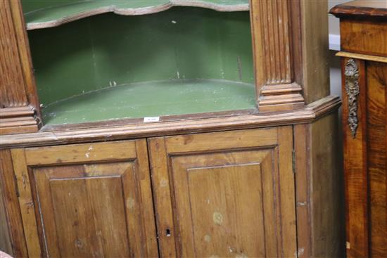 A Georgian style pine standing corner cupboard, H.245cm